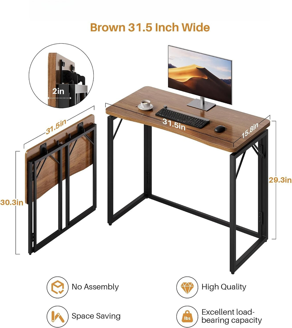 Wooden No‑Assembly Small Folding Desk
