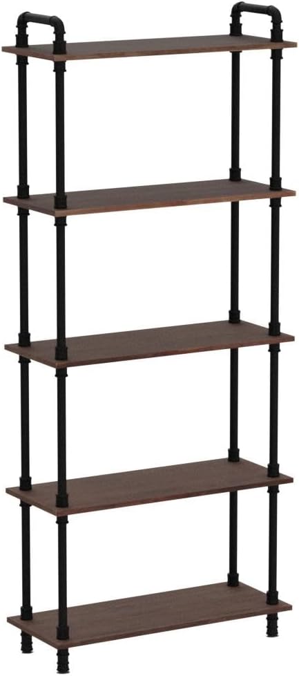 5‑Tier Rustic Industrial Pipe Bookshelf
