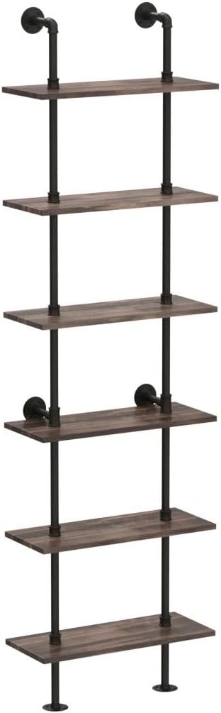 6‑Tier Industrial Pipe Storage Bookshelf
