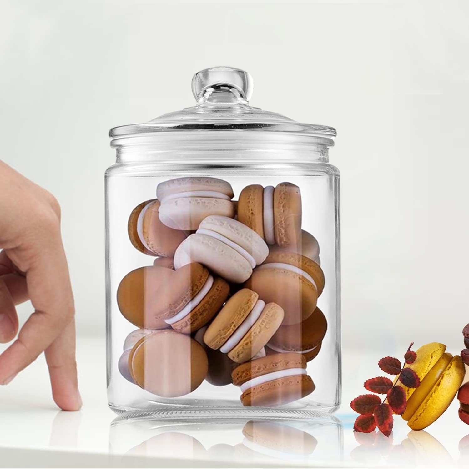 Clear Glass Storage Jar Set With Lids