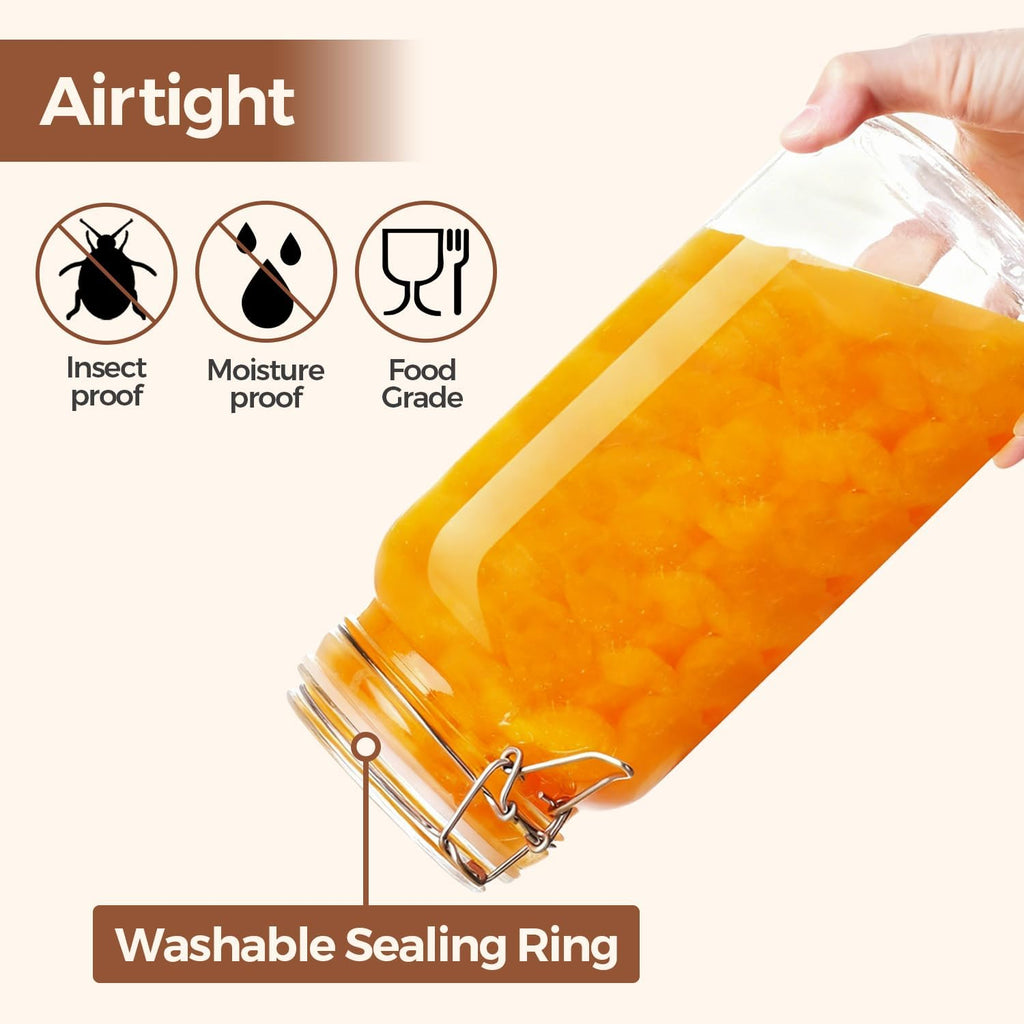 Wide‑Mouth Square Glass Airtight Storage Jars