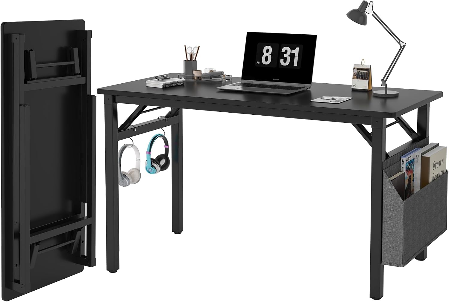 Foldable Computer Desk With Storage Shelf