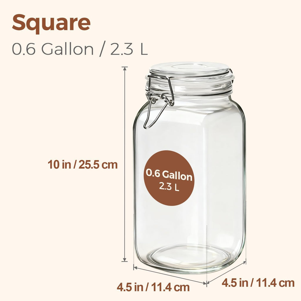 Wide‑Mouth Square Glass Airtight Storage Jars