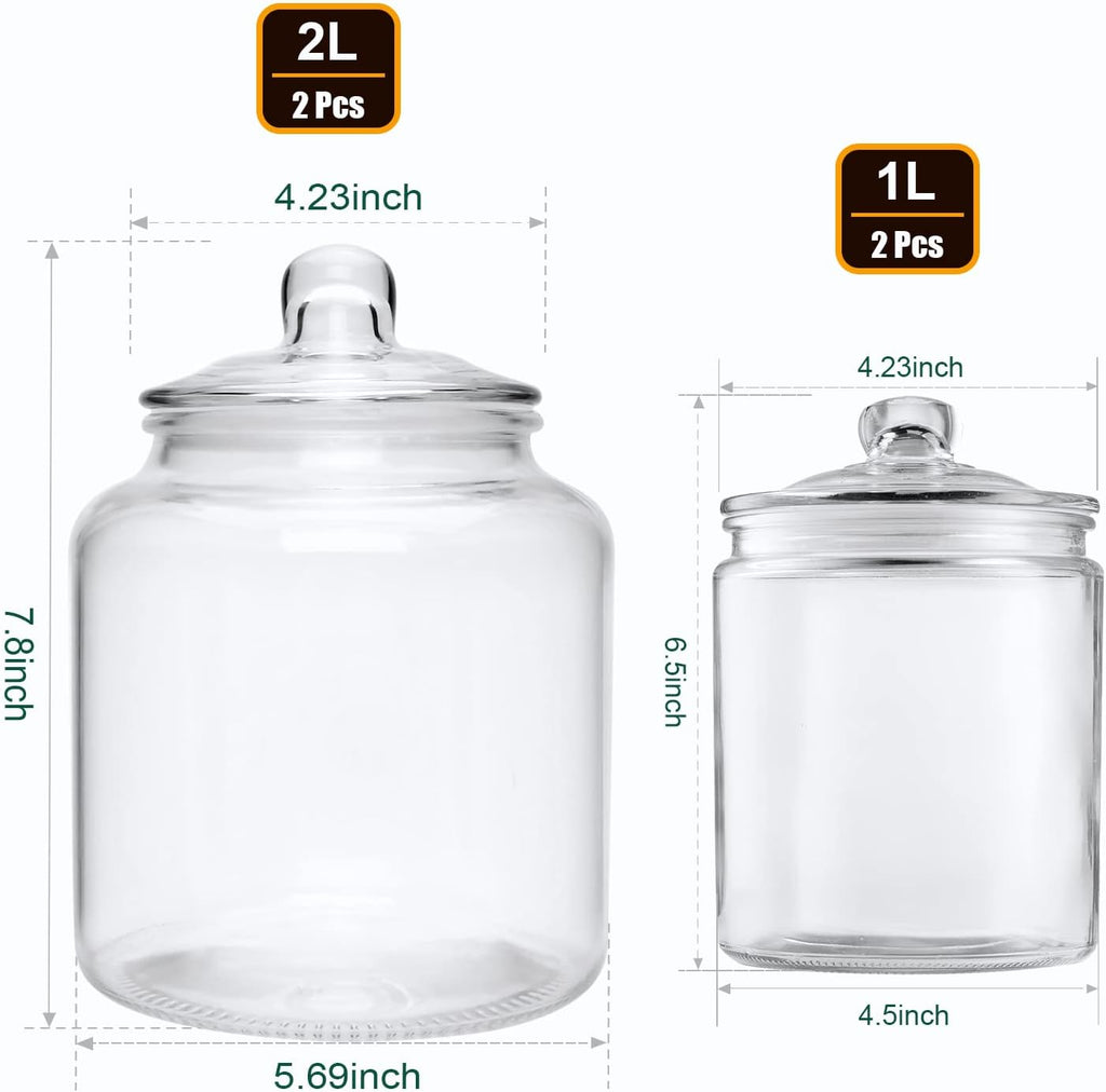 Clear Glass Storage Jar Set With Lids