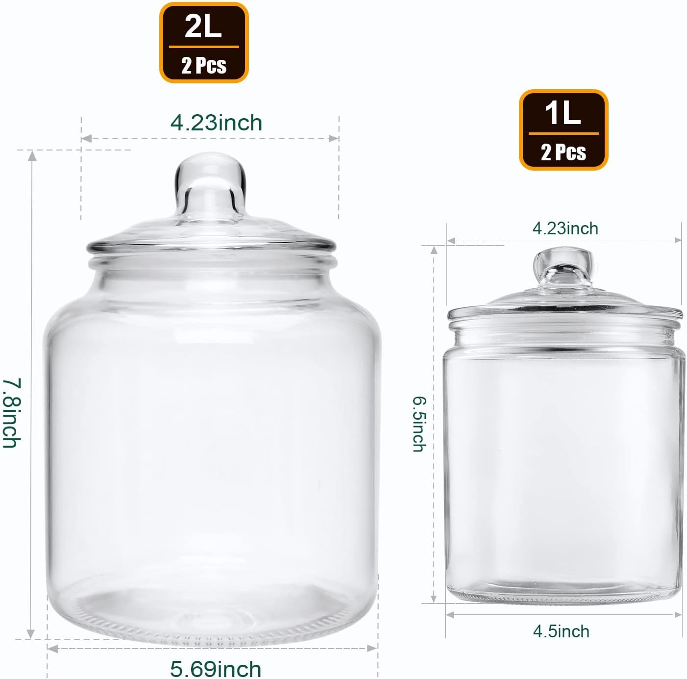 Clear Glass Storage Jar Set With Lids