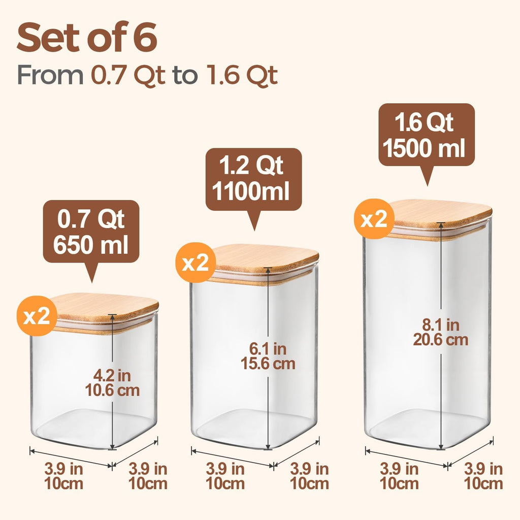 Square Glass Pantry Storage Container Set