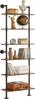 6‑Tier Wall‑Mount Industrial Ladder Bookshelf