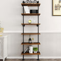 6‑Tier Wall‑Mount Industrial Wood Ladder Shelf