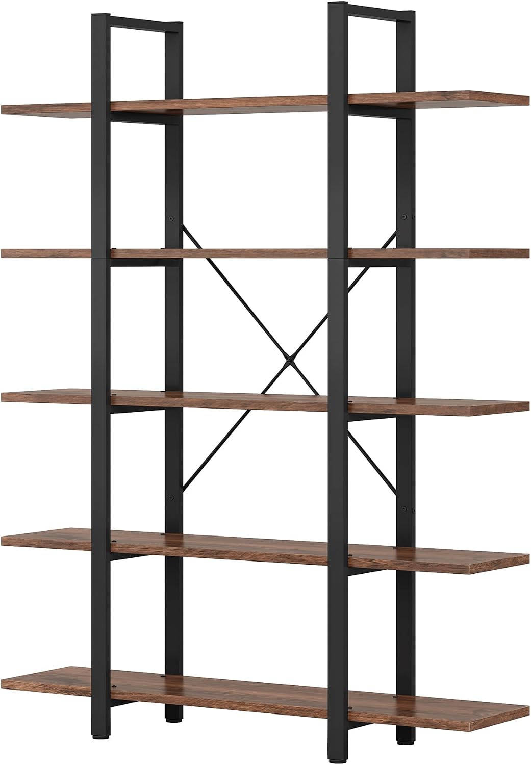 Vintage Industrial 5‑Tier Open Bookshelf