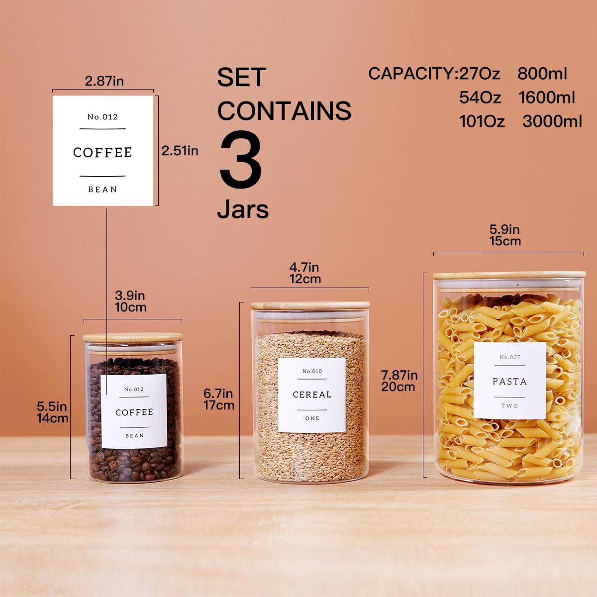 Bamboo‑Lid Glass Pantry Storage Jar Set