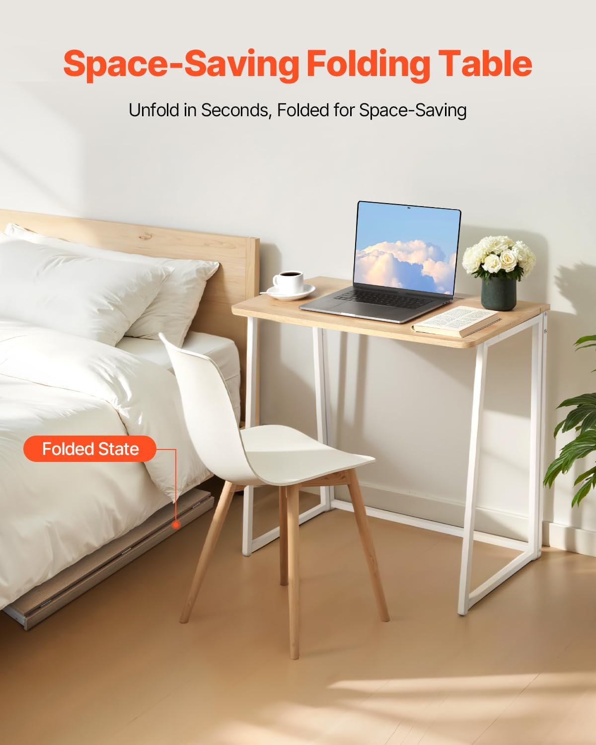 Foldable Computer Desk With Storage Hooks