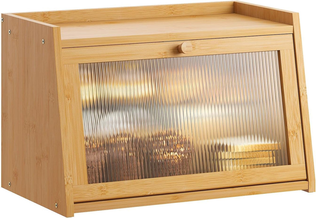 Bamboo Kitchen Bread Box With Acrylic Door