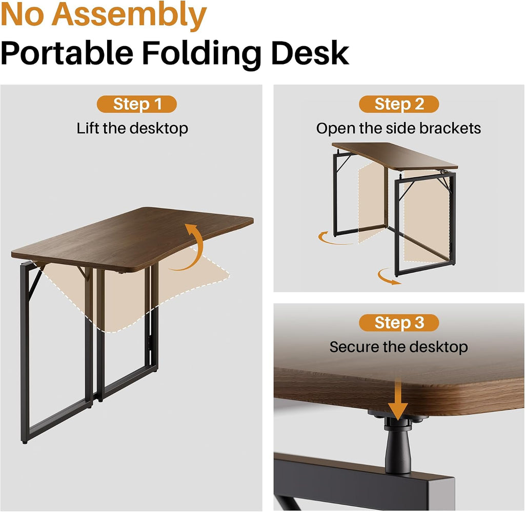 Wooden No‑Assembly Small Folding Desk