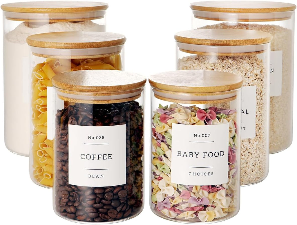Airtight Glass Pantry Storage Jars With Labels