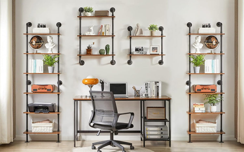 6‑Tier Wall‑Mount Industrial Ladder Bookshelf