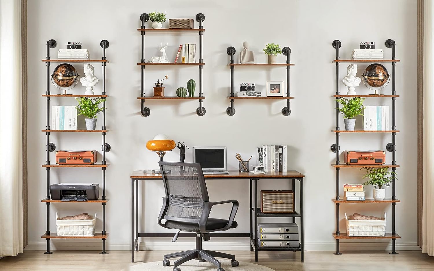 6‑Tier Wall‑Mount Industrial Ladder Bookshelf