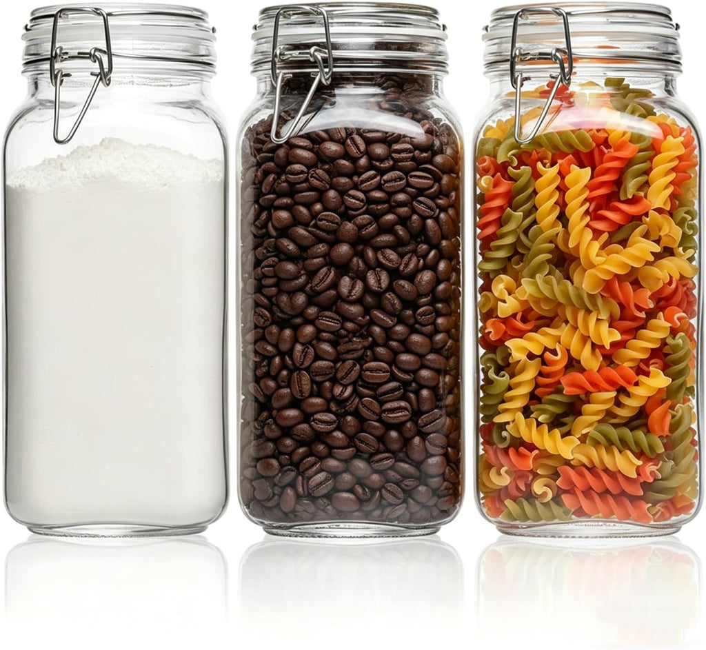Wide‑Mouth Square Glass Airtight Storage Jars