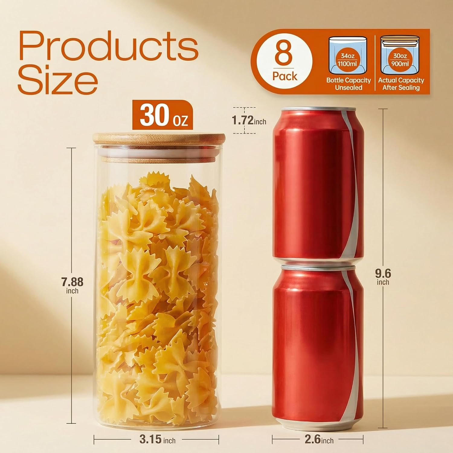 Airtight Glass Jars With Bamboo Lids