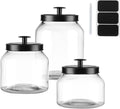 Black‑Lid Clear Glass Food Storage Canister Set