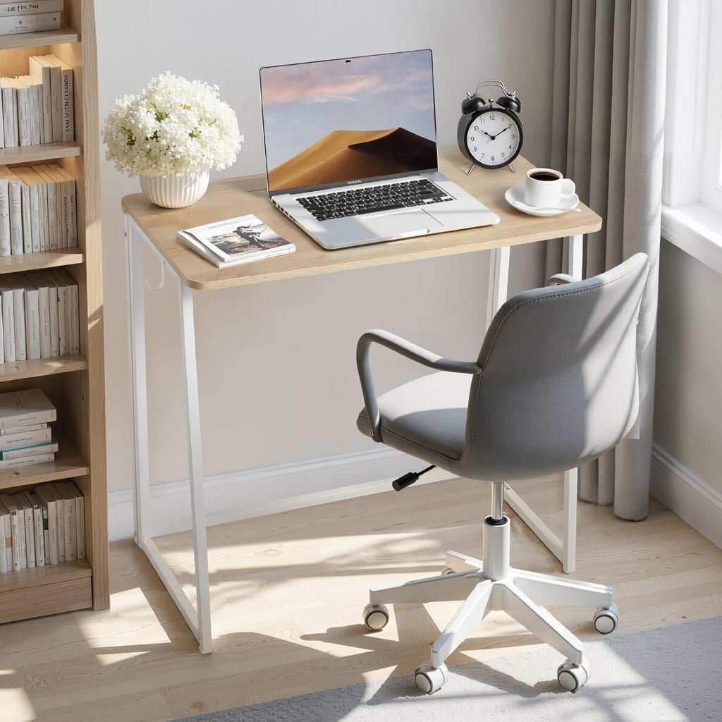 Foldable Computer Desk With Storage Hooks