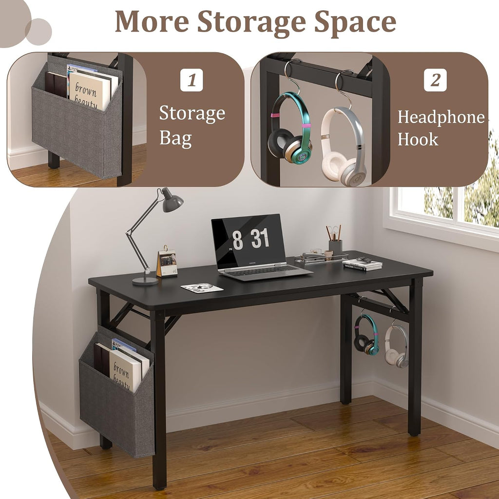 Foldable Computer Desk With Storage Shelf
