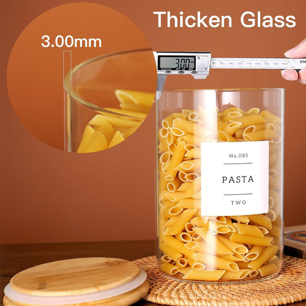 Airtight Glass Pantry Storage Jars With Labels