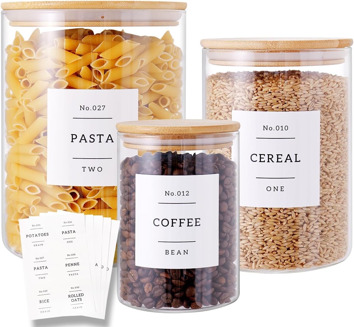 Bamboo‑Lid Glass Pantry Storage Jar Set