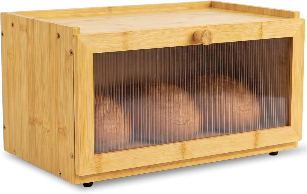 Bamboo Kitchen Bread Box With Acrylic Window