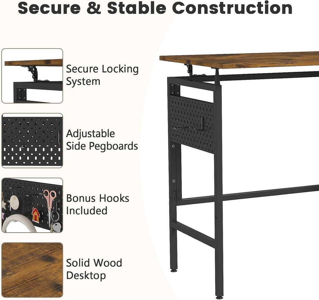 Foldable Computer Desk With Removable Pegboard