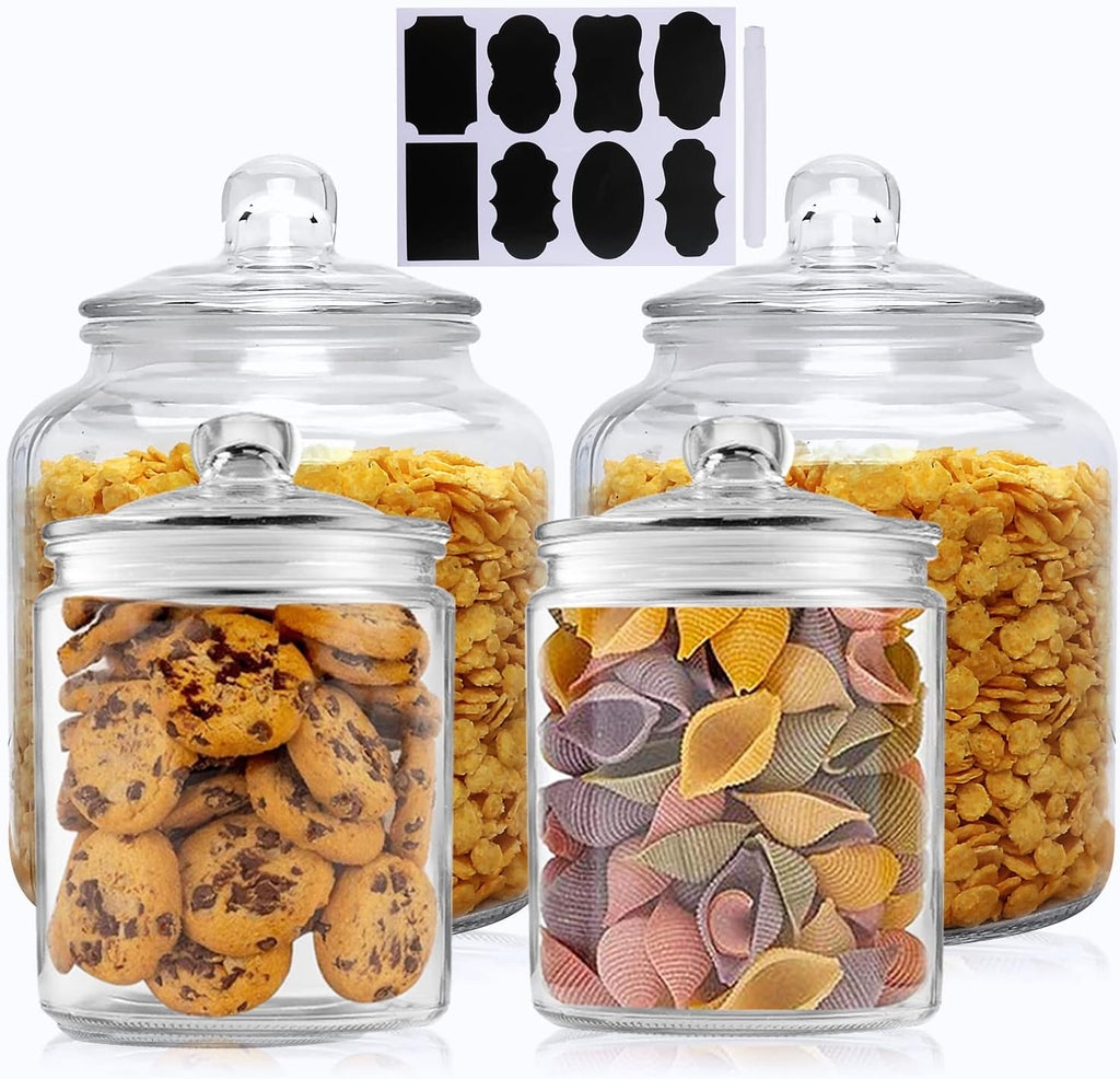 Clear Glass Storage Jar Set With Lids