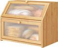 Double‑Layer Bamboo Kitchen Bread Storage Box