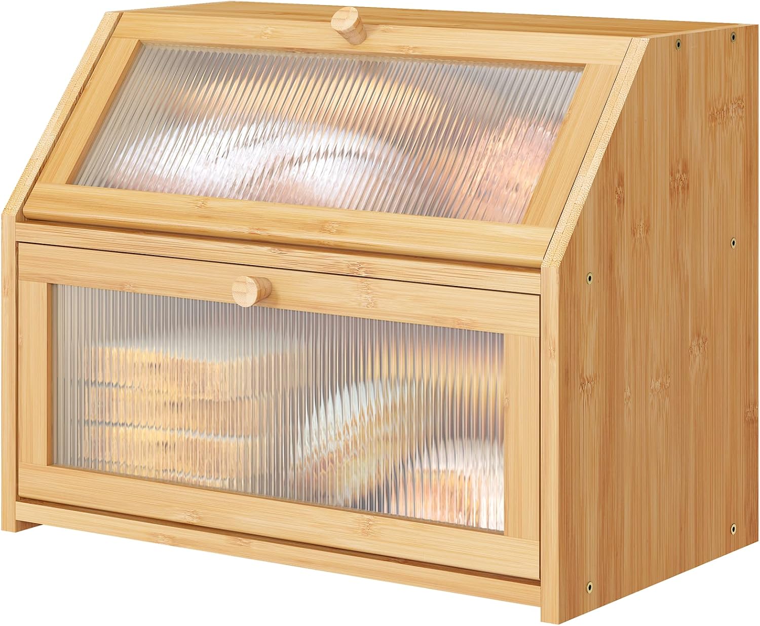 Double‑Layer Bamboo Kitchen Bread Storage Box