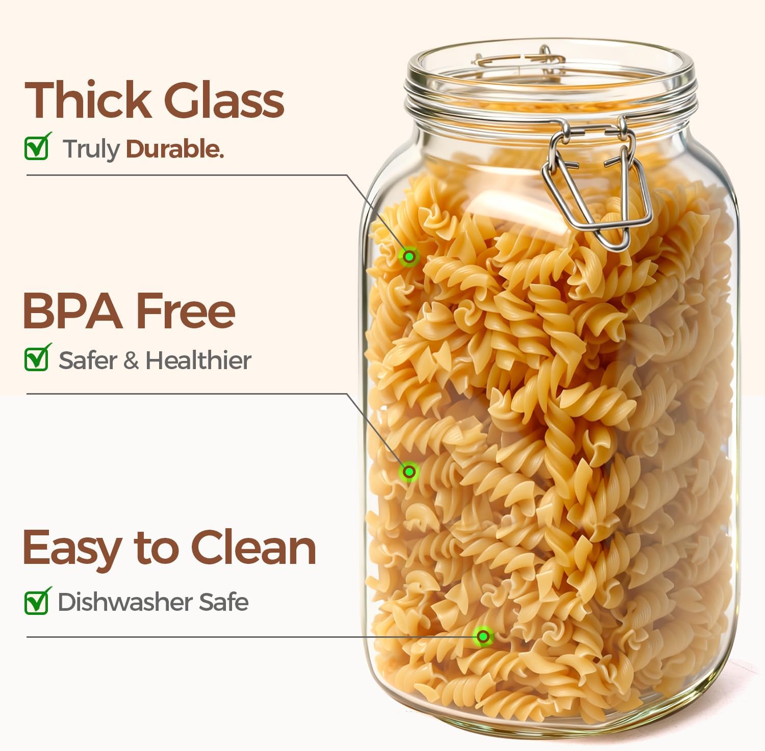 Wide‑Mouth Square Glass Airtight Storage Jars
