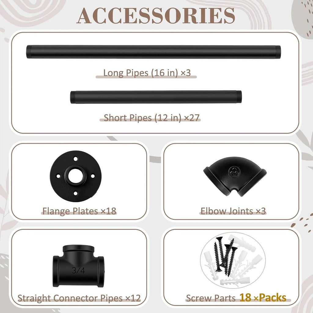 Wall‑Mount Industrial Pipe Hanging Shelves