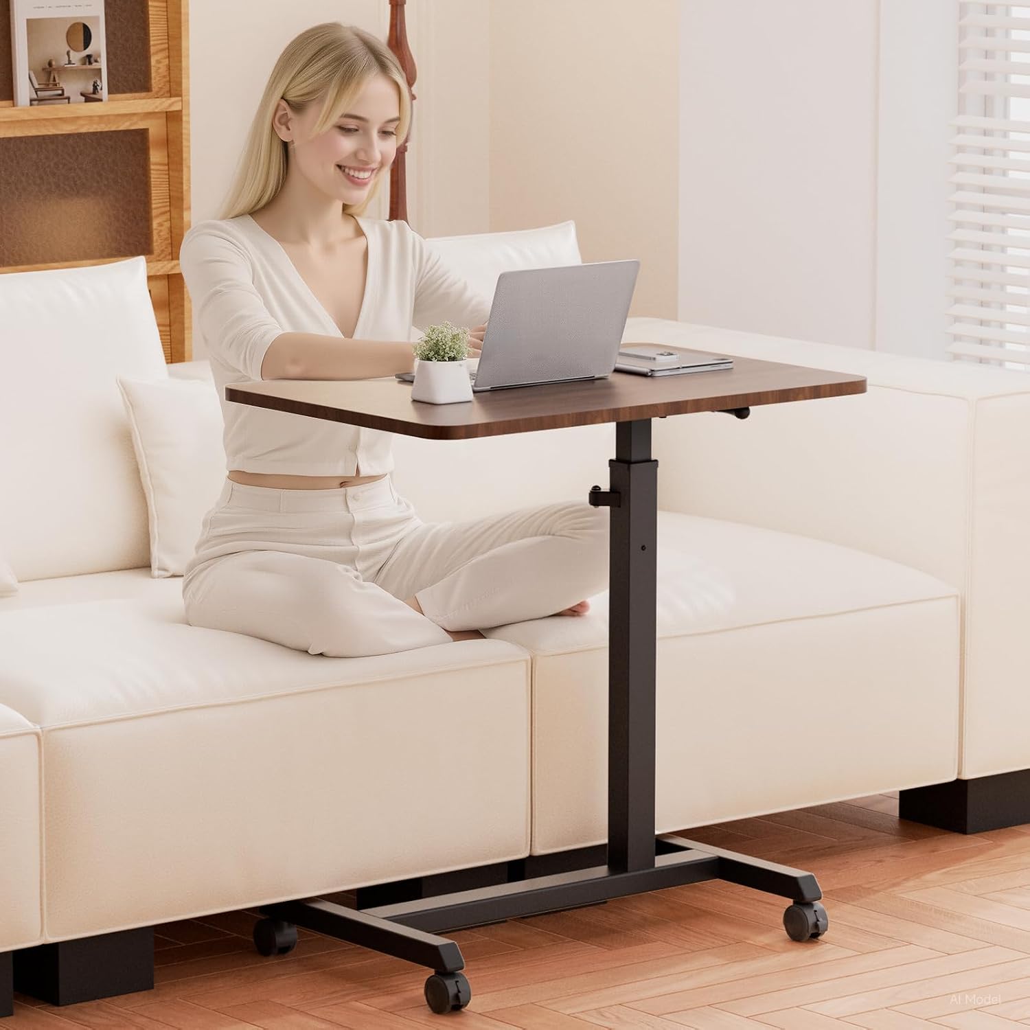 Foldable Height‑Adjustable Rolling Laptop Desk
