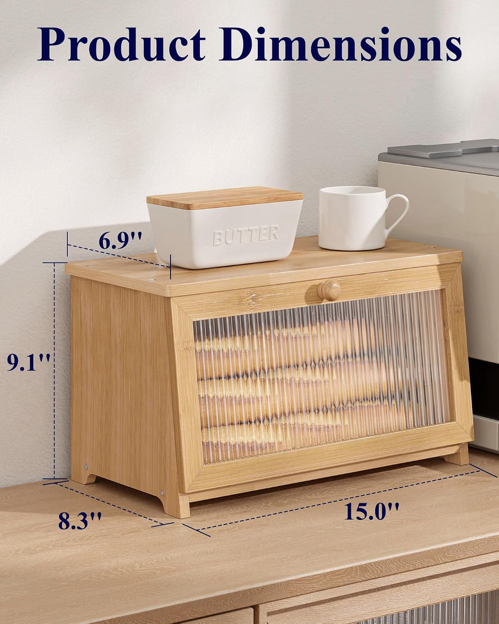 Bamboo Wooden Kitchen Counter Bread Box