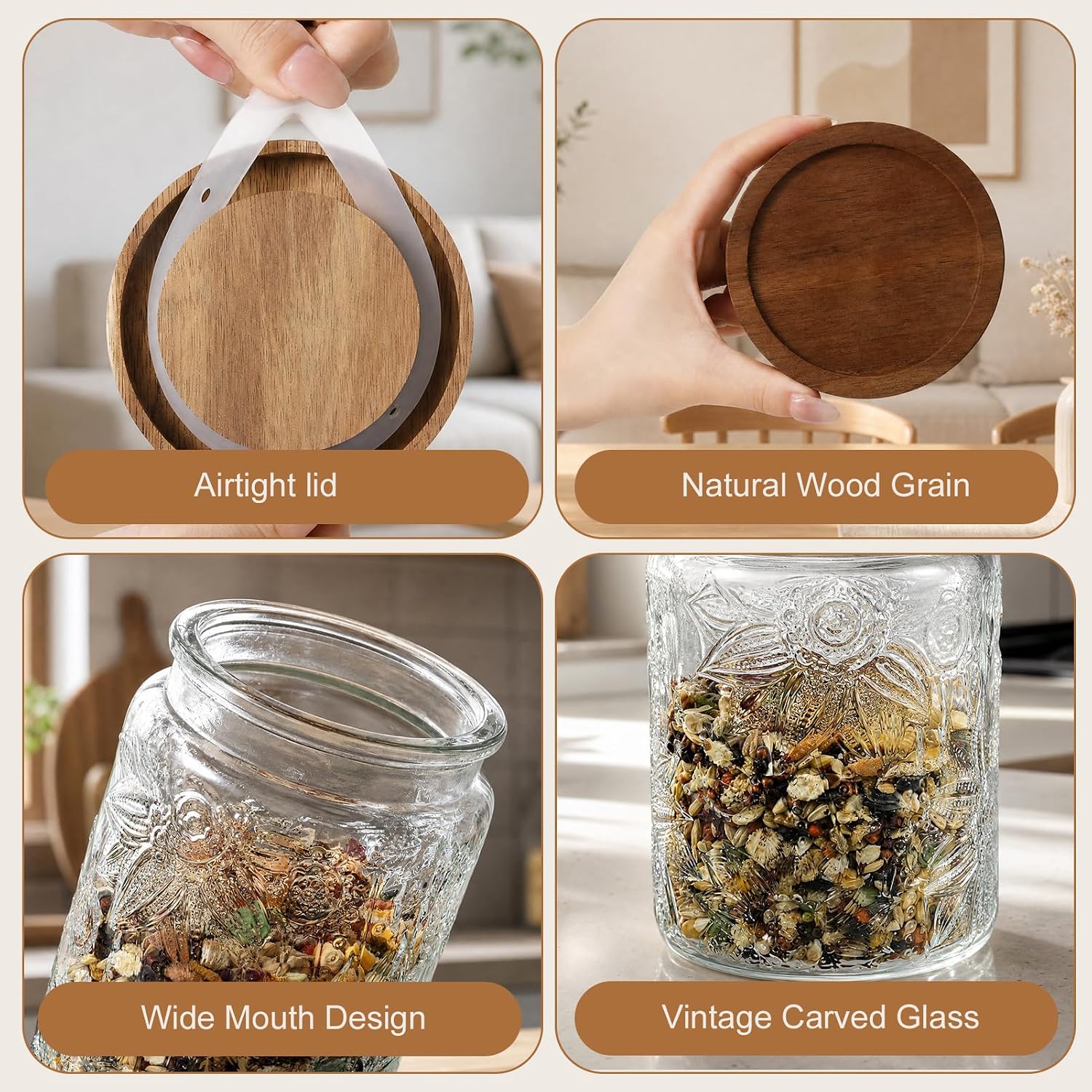 Vintage Airtight Glass Food Storage Jar Set