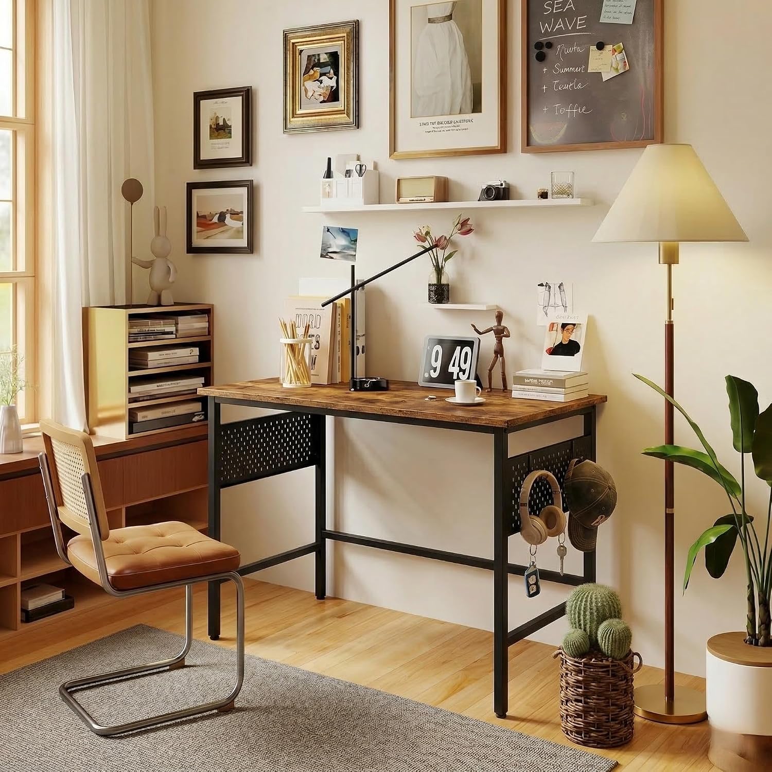 Foldable Computer Desk With Removable Pegboard