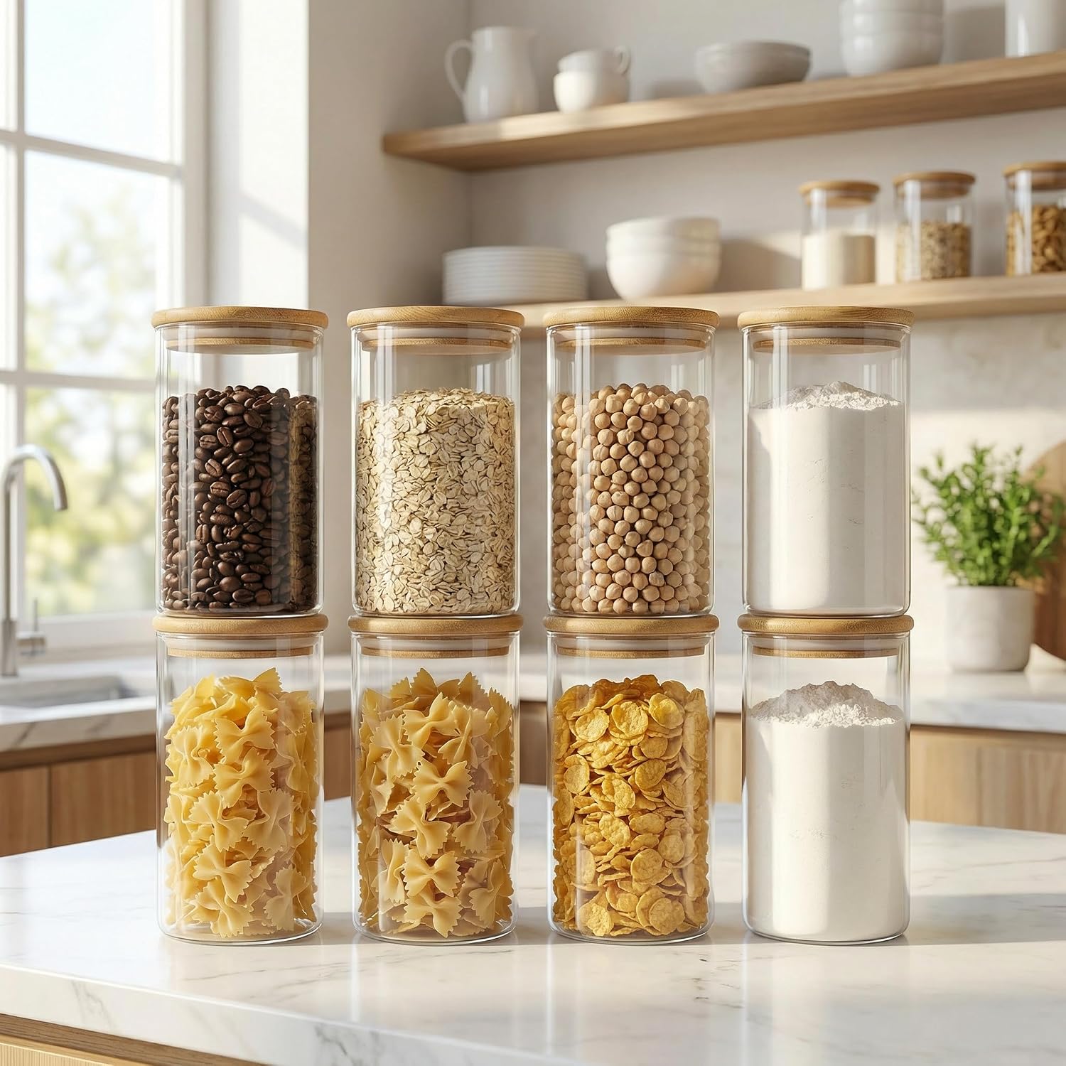 Airtight Glass Jars With Bamboo Lids