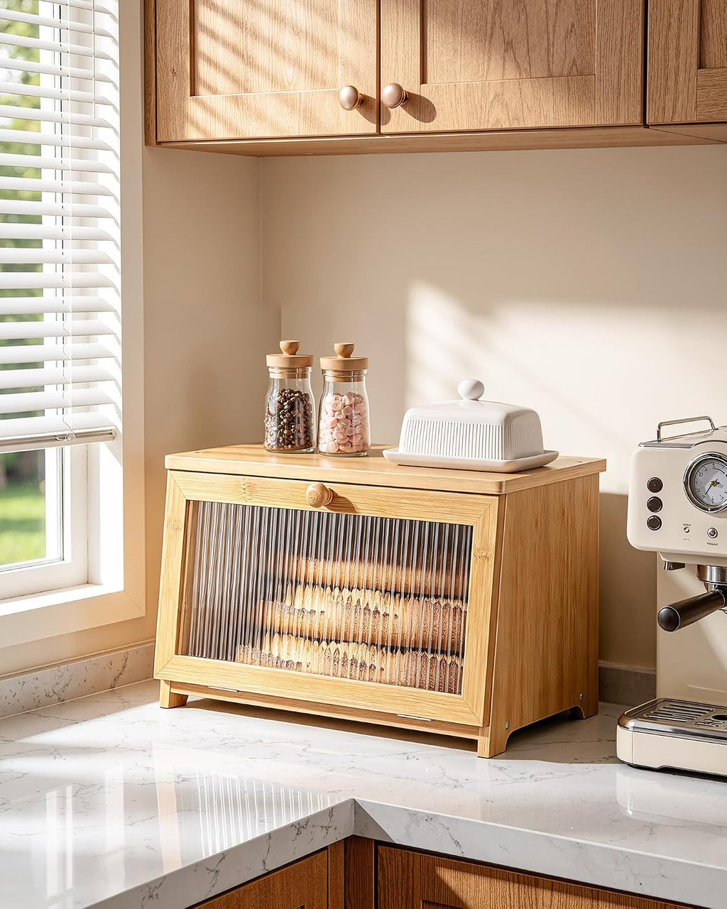 Bamboo Wooden Kitchen Counter Bread Box