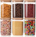 Square Bamboo‑Lid Glass Storage Jar Set