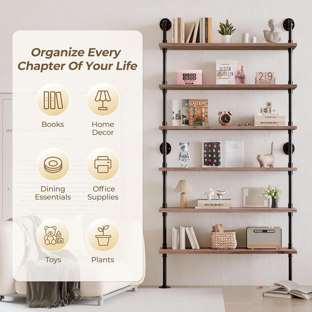 Wall‑Mount Industrial Pipe Storage Bookshelf