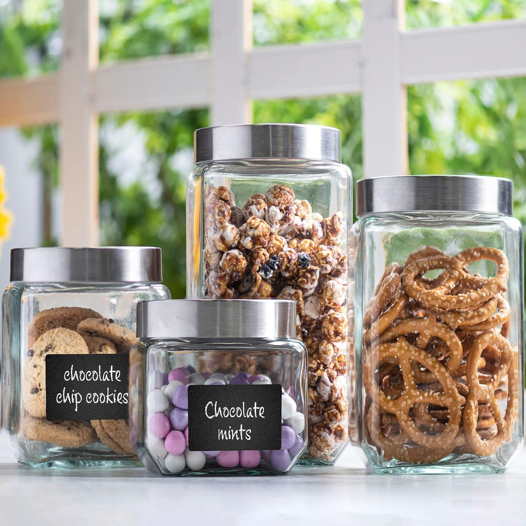 Square Airtight Glass Kitchen Storage Canisters