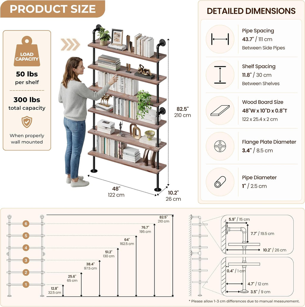 Wall‑Mount Industrial Pipe Storage Bookshelf