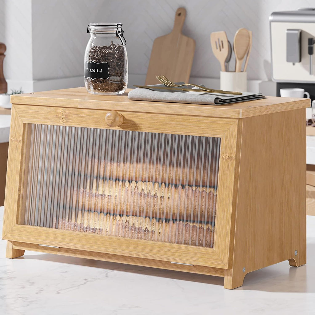 Bamboo Wooden Kitchen Counter Bread Box