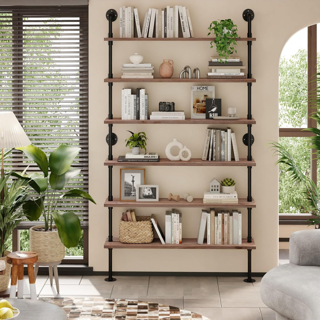 Wall‑Mount Industrial Pipe Storage Bookshelf