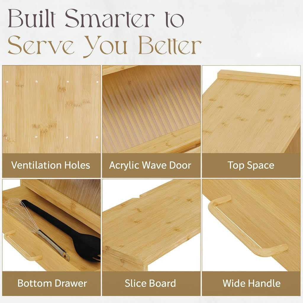 2‑Tier Bamboo Kitchen Bread Storage Organizer